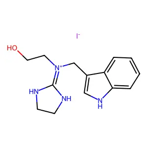 Ethanol, 2-(N-(2-imidazolin-2-yl)-N-(3-indolylmethyl)amino)-, hydriodide structure