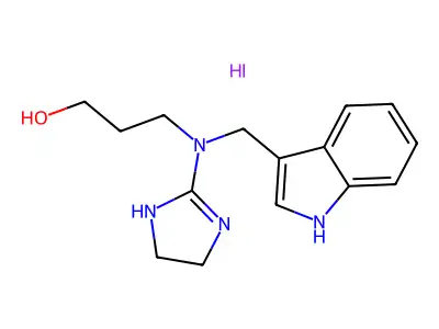 3-((N-Propan-3-ol-N-imidazolin-2-ylamino)methyl)indole hydroiodide structure