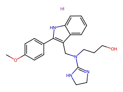 1-Propanol, 3-(N-(2-imidazolin-2-yl)-N-(2-(p-methoxyphenyl)-3-indolylmethyl)amino)-, hydriodide structure