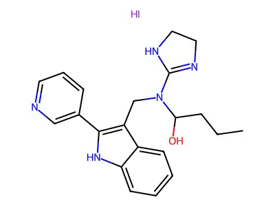 2-Butanol, 1-((4,5-dihydro-1H-imidazol-2-yl)((2-(3-pyridinyl)-1H-indol-3-yl)methyl)amino)-, monohydroiodide structure