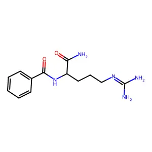 N-(1-(aminocarbonyl)-4-{[amino(imino)methyl]amino}butyl)benzamide structure