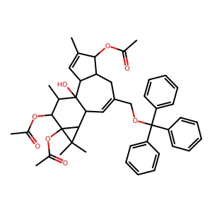 1H-Cyclopropa[3,4]benz[1,2-e]azulene-5,7b,9,9a-tetrol, 1a,1b,4,4a,5,7a,8,9-octahydro-1,1,6,8-tetramethyl-3-[(triphenylmethoxy)methyl]-, 5,9,9a-triacetate structure