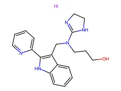 1-Propanol, 3-((4,5-dihydro-1H-imidazol-2-yl)((2-(2-pyridinyl)-1H-indol-3-yl)methyl)amino)-, monohydroiodide structure