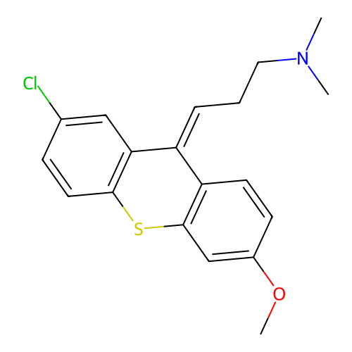(3E)-3-(2-chloro-6-methoxythioxanthen-9-ylidene)-N,N-dimethylpropan-1-amine structure