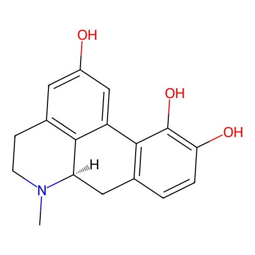 (8R)-7-methyl-5,6,6a,7-tetrahydro-4H-dibenzo[de,g]quinoline-2,13,14-triol structure