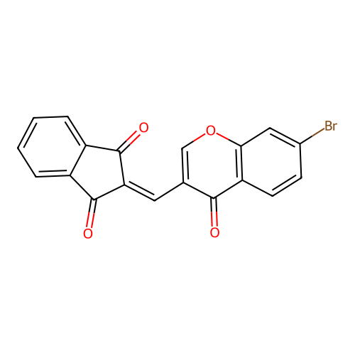 2-((7-bromo-4-oxo-4H-chromen-3-yl)methylene)-1H-indene-1,3(2H)-dione structure