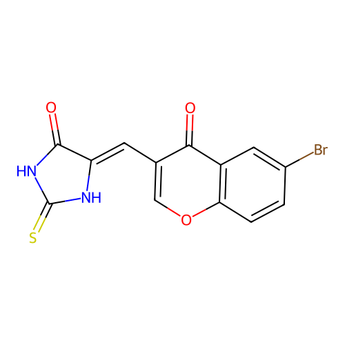 (Z)-5-((6-bromo-4-oxo-4H-chromen-3-yl)methylene)-2-thioxoimidazolidin-4-one structure