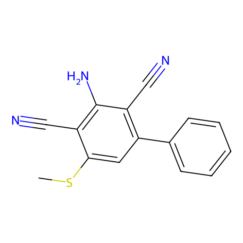 2-Amino-6-methylthio-4-phenylbenzene-1,3-dicarbonitrile structure