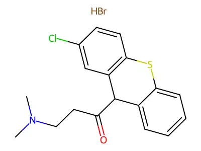 1-(2-Chlorothioxanthen-9-yl)-3-dimethylaminopropan-1-one hydrobromide monohydrate structure