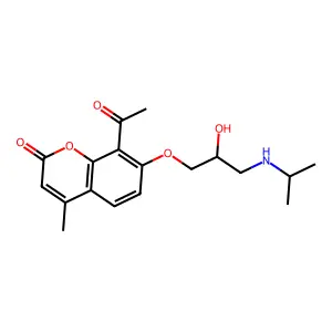8-Acetyl-7-[2-hydroxy-3-(propan-2-ylamino)propoxy]-4-methylchromen-2-one structure