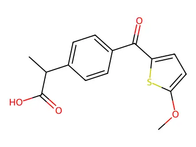 Benzeneacetic acid, 4-((5-methoxy-2-thienyl)carbonyl)-alpha-methyl- structure