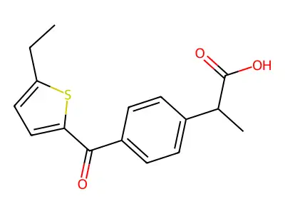Benzeneacetic acid, 4-((5-ethyl-2-thienyl)carbonyl)-alpha-methyl- structure