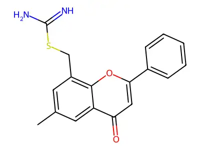 (6-methyl-4-oxo-2-phenyl-4H-chromen-8-yl)methyl imidothiocarbamate structure