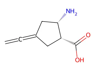 (1R,2S)-2-amino-4-ethenylidenecyclopentane-1-carboxylic acid structure