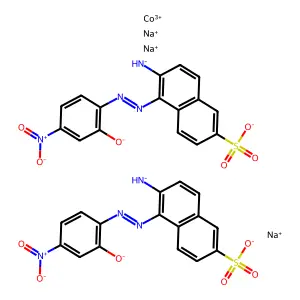 Cobaltate(3-), bis(6-(amino-kappaN)-5-((2-(hydroxy-kappaO)-4-nitrophenyl)azo-kappaN1)-2-naphthalenesulfonato(3-))-, trisodium structure