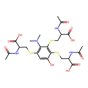 L-Cysteine, S,S',S''-(3-(dimethylamino)-6-hydroxy-1,2,4-benzenetriyl(N-acetyl- structure