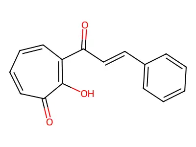 2-Hydroxy-3-(3-phenylacryloyl)cyclohepta-2,4,6-trienone structure