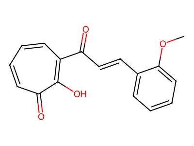 2-Hydroxy-3-[3-(2-methoxyphenyl)prop-2-enoyl]cyclohepta-2,4,6-trien-1-one structure