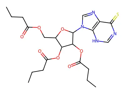 9H-Purine-6-thiol, 2',3',5'-tributyrate structure