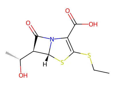 6-(1-Hydroxyethyl)-2-ethylthiopenem-3-carboxylic acid structure