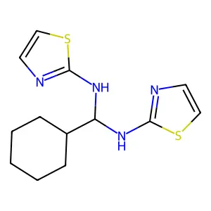 1-cyclohexyl-N,N'-bis(1,3-thiazol-2-yl)methanediamine structure