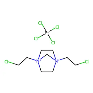 1,4-Bis(2-chloroethyl)-1,4-diazoniabicyclo[2.2.1]heptane; tetrachloroplatinum structure