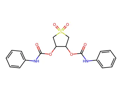 1,1-Dioxidotetrahydrothiophene-3,4-diyl bis(phenylcarbamate) structure