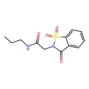 N-propyl-2-(1,1,3-trioxo-1,2-benzothiazol-2-yl)acetamide structure
