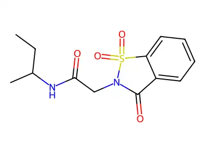 N-(butan-2-yl)-2-(1,1-dioxido-3-oxo-1,2-benzothiazol-2(3H)-yl)acetamide structure