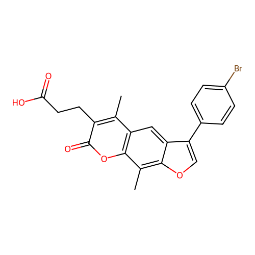 3-[3-(4-Bromophenyl)-5,9-dimethyl-7-oxofuro[3,2-g]chromen-6-yl]propanoic acid structure