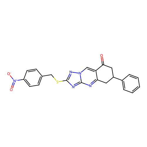2-[(4-nitrobenzyl)sulfanyl]-6-phenyl-6,7-dihydro[1,2,4]triazolo[5,1-b]quinazolin-8(5H)-one structure