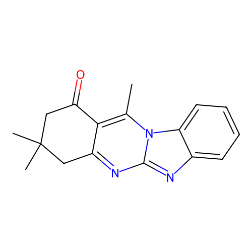 3,3,12-trimethyl-3,4-dihydrobenzimidazo[2,1-b]quinazolin-1(2H)-one structure
