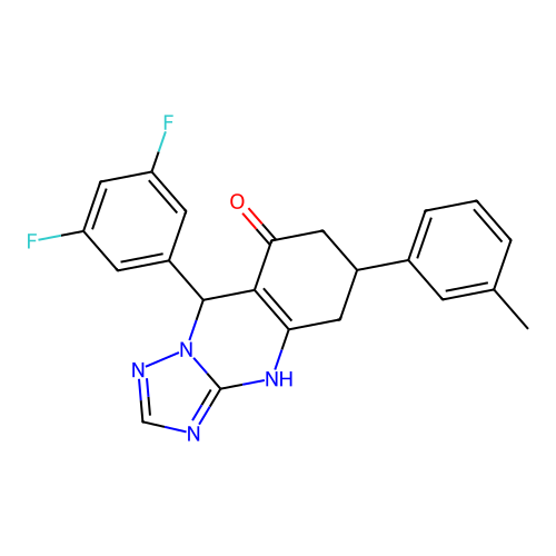 9-(3,5-difluorophenyl)-6-(3-methylphenyl)-5,6,7,9-tetrahydro-1H-[1,2,4]triazolo[5,1-b]quinazolin-8-one structure