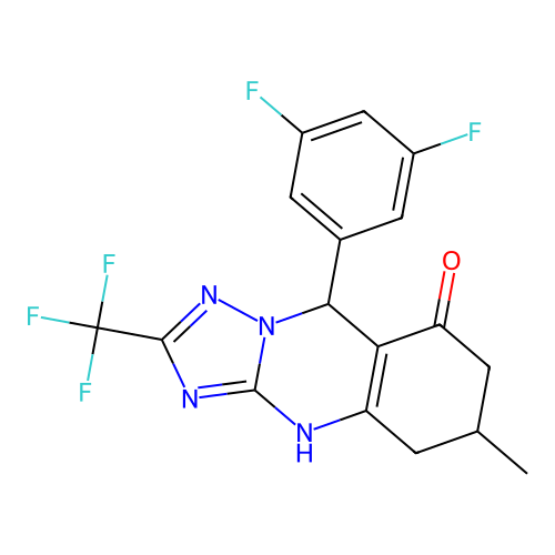 9-(3,5-difluorophenyl)-6-methyl-2-(trifluoromethyl)-5,6,7,9-tetrahydro[1,2,4]triazolo[5,1-b]quinazolin-8(4H)-one structure