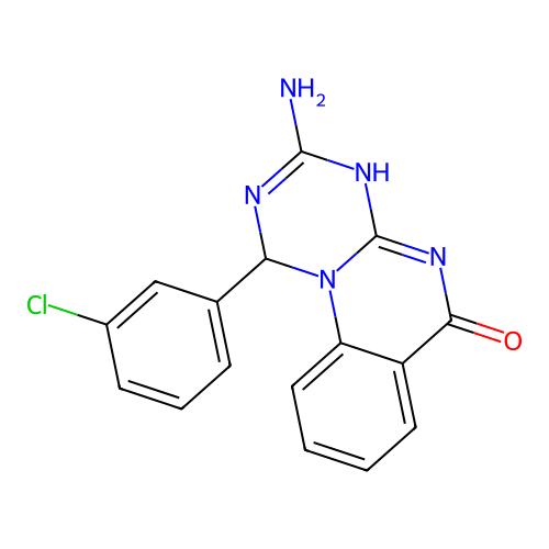 3-amino-1-(3-chlorophenyl)-1H-[1,3,5]triazino[1,2-a]quinazolin-6-ol structure