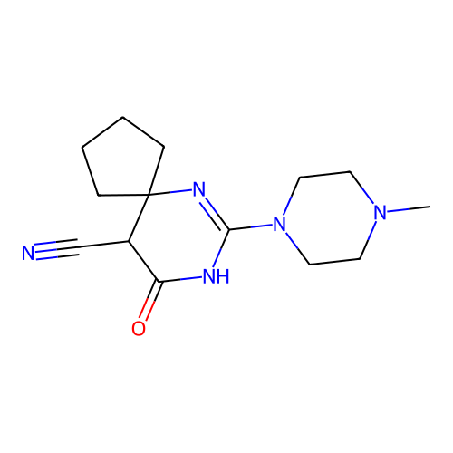 7-(4-Methylpiperazin-1-yl)-9-oxo-6,8-diazaspiro[4.5]dec-7-ene-10-carbonitrile structure