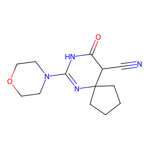 7-Morpholino-9-oxo-6,8-diazaspiro[4.5]dec-7-en-10-yl cyanide structure