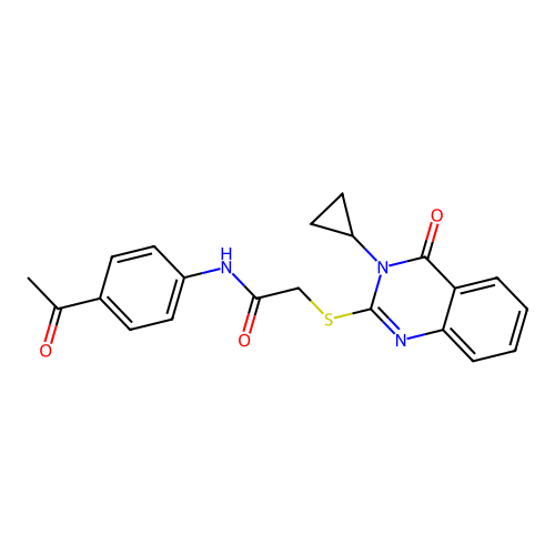 N-(4-acetylphenyl)-2-(3-cyclopropyl-4-oxoquinazolin-2-yl)sulfanylacetamide structure