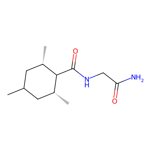 cis-(2R,6S)-N-(2-amino-2-oxoethyl)-2,4,6-trimethylcyclohexane-1-carboxamide structure