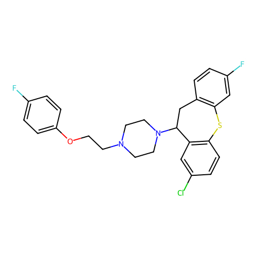 2-Chloro-7-fluoro-11-[4-[2- ethyl]piperazino]-10,11-dihydrodibenzo[b,f]thiepin structure