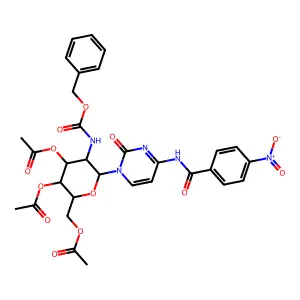 [3,4-diacetyloxy-6-[4-[(4-nitrobenzoyl)amino]-2-oxopyrimidin-1-yl]-5-(phenylmethoxycarbonylamino)oxan-2-yl]methyl acetate structure