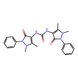 N,N'-Bis(1,5-dimethyl-3-oxo-2-phenyl-2,3-dihydro-1H-pyrazol-4-yl)urea structure