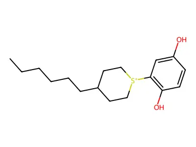 1-(2,5-dihydroxyphenyl)-4-hexyltetrahydro-2H-thiopyranium structure