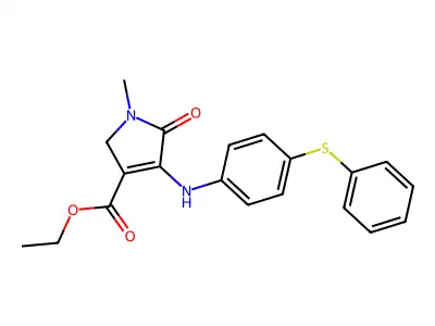 1H-Pyrrole-3-carboxylic acid, 2,5-dihydro-1-methyl-5-oxo-4-((4-(phenylthio)phenyl)amino)-, ethyl ester structure