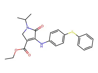 1H-Pyrrole-3-carboxylic acid, 2,5-dihydro-1-(1-methylethyl)-5-oxo-4-((4-(phenylthio)phenyl)amino)-, ethyl ester structure
