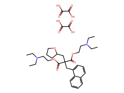 Propanedioic acid, (1-naphthalenylmethyl)((tetrahydro-2-furanyl)methyl)-, bis(2-(diethylamino)ethyl) ester, ethanedioate (1:2) structure