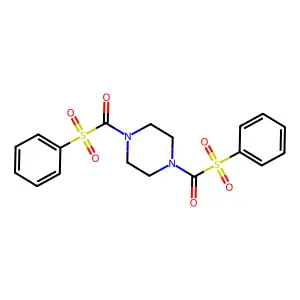 Benzenesulfonyl-[4-(benzenesulfonylcarbonyl)piperazin-1-yl]methanone structure
