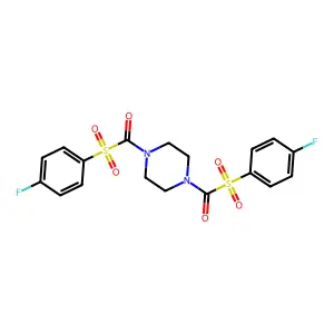 (4-fluorophenyl)sulfonyl-[4-(4-fluorophenyl)sulfonylcarbonylpiperazin-1-yl]methanone structure