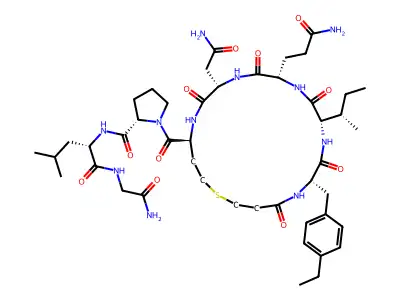 Ac(1)-DL-Phe(4-Et)-DL-xiIle-DL-Gln-DL-Asn-DL-Met(1)-DL-Pro-DL-Leu-Gly-NH2 structure