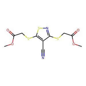 Methyl 2-{4-cyano-3-[(methoxycarbonyl)methylthio]isothiazol-5-ylthio}acetate structure